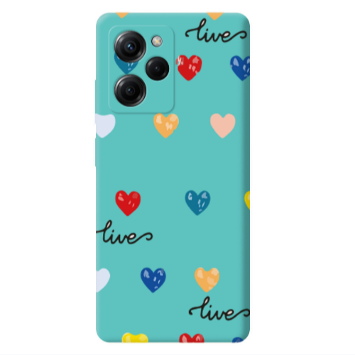 Xiaomi Poco X5 Pro Heart Lives Turquoise Colored Silicone TPU Θήκη