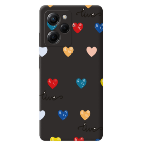 Xiaomi Poco X5 Pro Heart Lives Black Colored Silicone TPU Θήκη