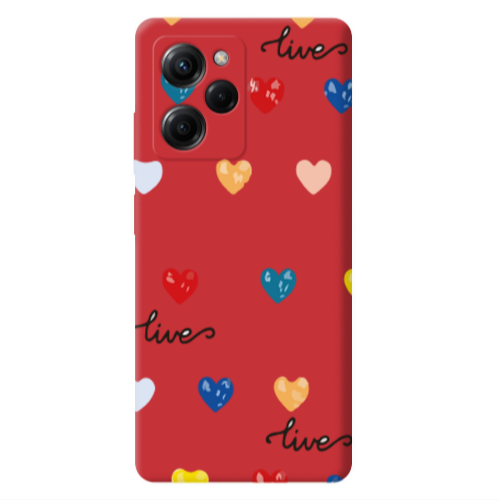 Xiaomi Poco X5 Pro Heart Lives Red Colored Silicone TPU Θήκη