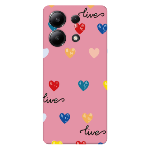 Xiaomi Redmi Note 13 4G Heart Lives Pink Colored Silicone TPU Θήκη