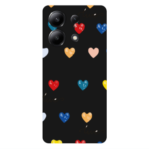 Xiaomi Redmi Note 13 4G Heart Lives Black Colored Silicone TPU Θήκη