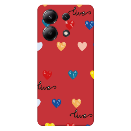 Xiaomi Redmi Note 13 4G Heart Lives Red Colored Silicone TPU Θήκη