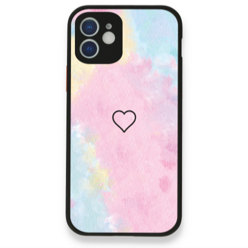 Apple iPhone 12 Heart in clouds Black Glossy Θήκη