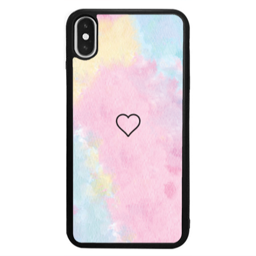 Apple iPhone X Heart in clouds Black Glossy Θήκη