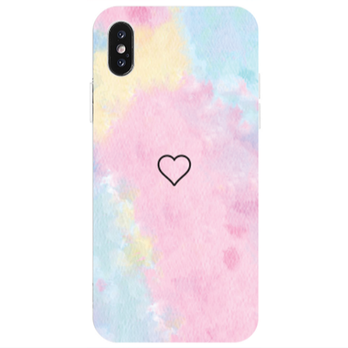 Apple iPhone Xs Max Heart in clouds Transparent Silicone TPU Θήκη