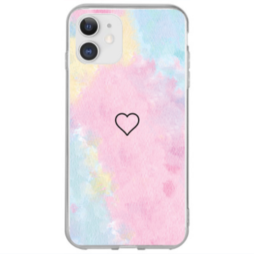 Apple iPhone 12 Mini Heart in clouds Transparent Silicone TPU Θήκη