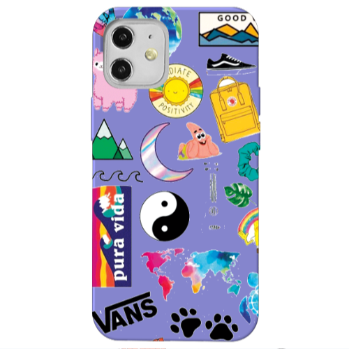 Apple iPhone 12 Vans Purple Colored Silicone TPU Θήκη