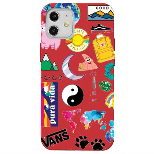 Apple iPhone 12 Vans Red Colored Silicone TPU Θήκη
