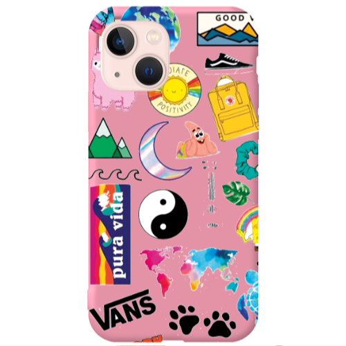 Apple iPhone 13 Vans Pink Colored Silicone TPU Θήκη