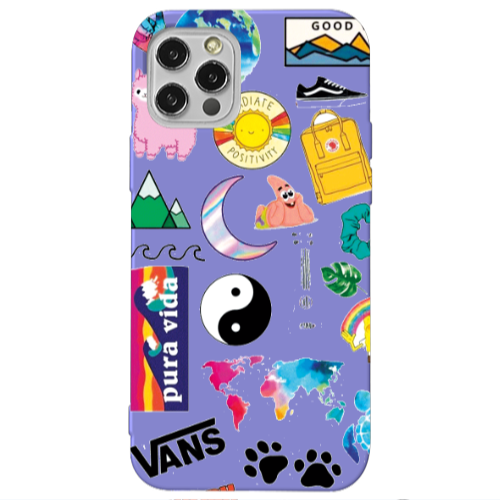 Apple iPhone 13 Pro Vans Purple Colored Silicone TPU Θήκη