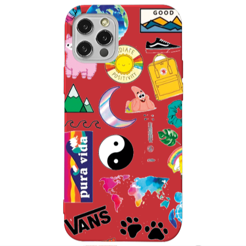 Apple iPhone 12 Pro Vans Red Colored Silicone TPU Θήκη