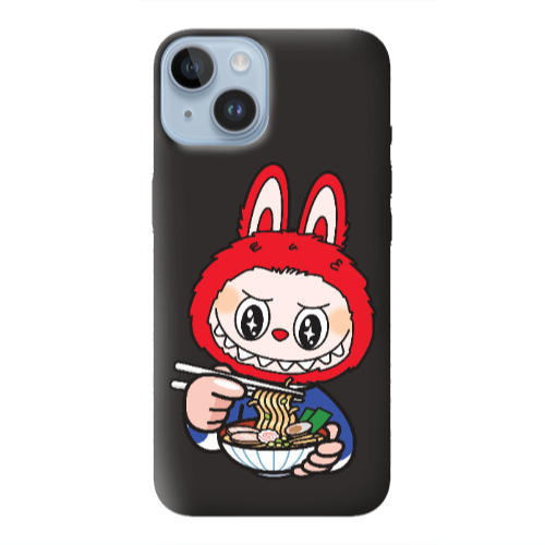 Apple iPhone 14  Labubu 1 Black Colored Silicone TPU Θήκη