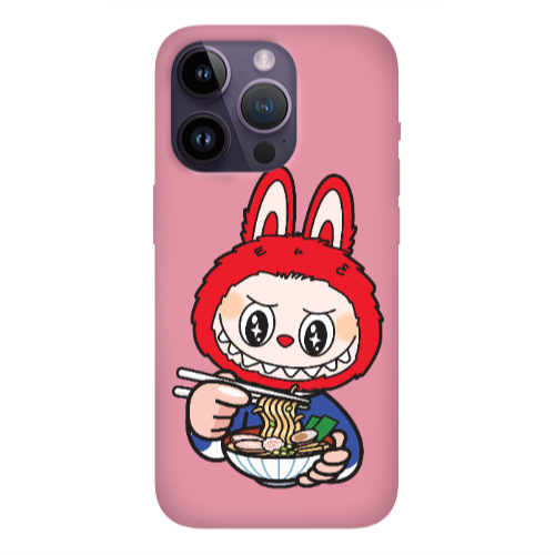 Apple iPhone 14 Pro  Labubu 1 Pink Colored Silicone TPU Θήκη