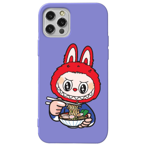 Apple iPhone 13 Pro Labubu 1 Purple Colored Silicone TPU Θήκη