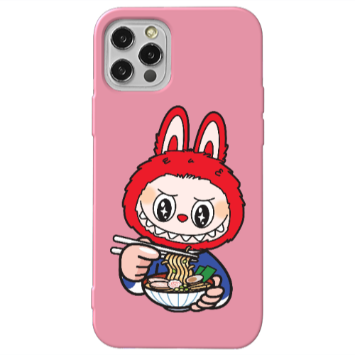Apple iPhone 13 Pro Labubu 1 Pink Colored Silicone TPU Θήκη