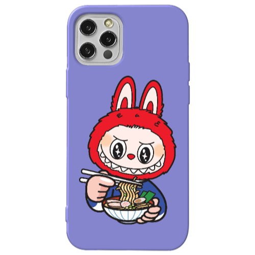 Apple iPhone 12 Pro Labubu 1 Purple Colored Silicone TPU Θήκη