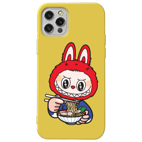 Apple iPhone 12 Pro Labubu 1 Yellow Colored Silicone TPU Θήκη