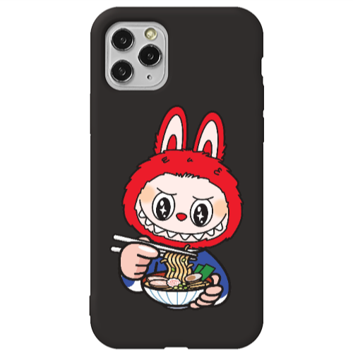 Apple iPhone 11 Pro Max Labubu 1 Black Colored Silicone TPU Θήκη
