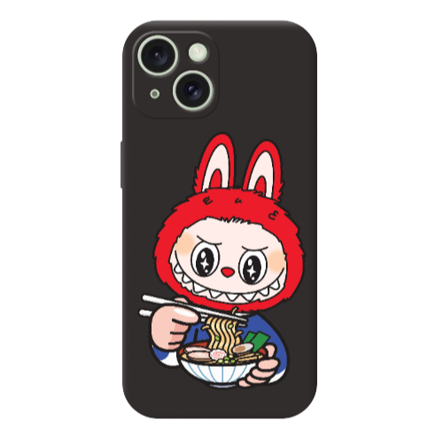 Apple iPhone 15 Labubu 1 Black Colored Silicone TPU Θήκη