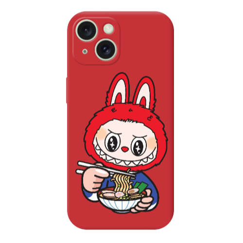 Apple iPhone 15 Labubu 1 Red Colored Silicone TPU Θήκη