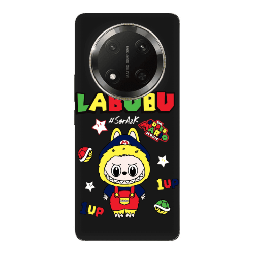 Honor Magic 7 Lite Labubu Mario Black Colored Silicone TPU Θήκη