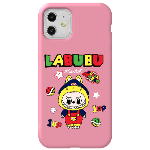Apple iPhone 11  Labubu Mario Pink Colored Silicone TPU Θήκη