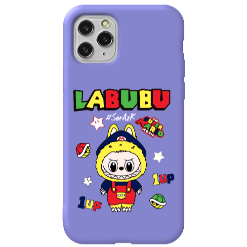 Apple iPhone 11 Pro Labubu Mario Purple Colored Silicone TPU Θήκη