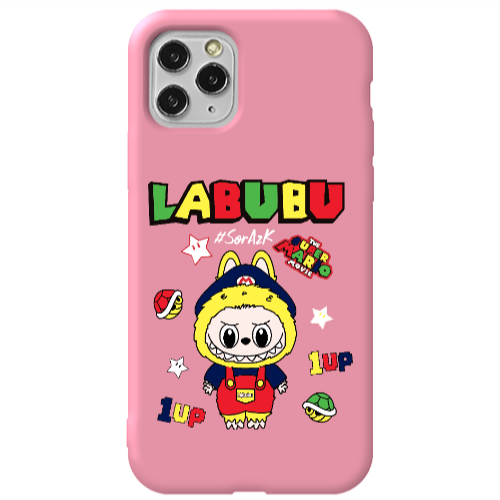 Apple iPhone 11 Pro Labubu Mario Pink Colored Silicone TPU Θήκη