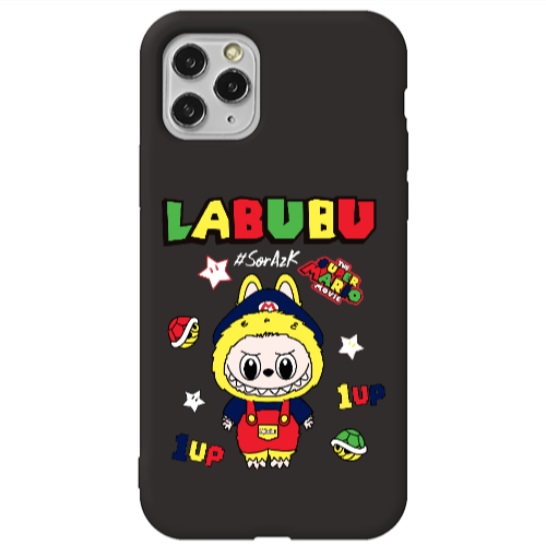 Apple iPhone 11 Pro Labubu Mario Black Colored Silicone TPU Θήκη
