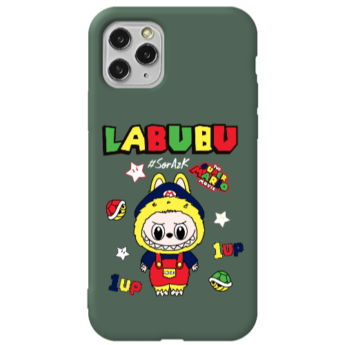 Apple iPhone 11 Pro Labubu Mario Dark Green Colored Silicone TPU Θήκη