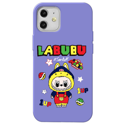 Apple iPhone 12 Labubu Mario Purple Colored Silicone TPU Θήκη