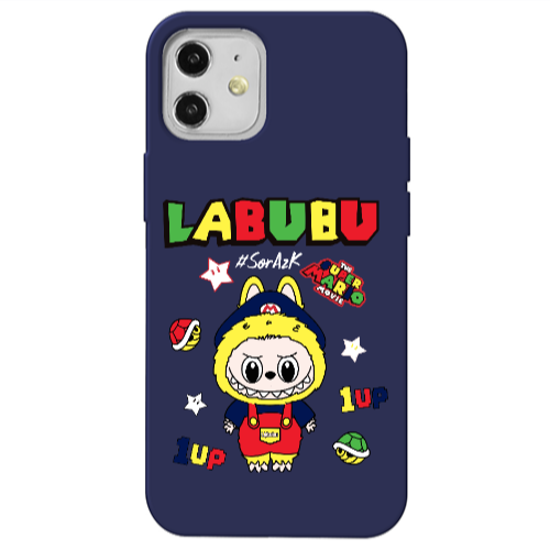 Apple iPhone 12 Labubu Mario Dark blue Colored Silicone TPU Θήκη