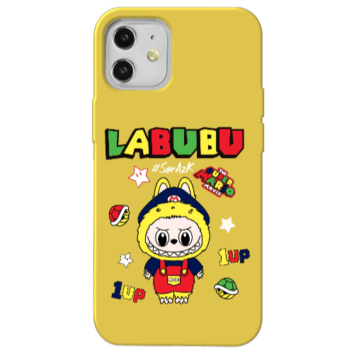 Apple iPhone 12 Labubu Mario Yellow Colored Silicone TPU Θήκη
