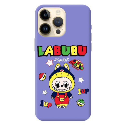 Apple iPhone 13 Pro Max Labubu Mario Purple Colored Silicone TPU Θήκη