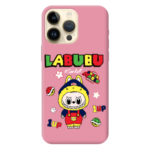 Apple iPhone 13 Pro Max Labubu Mario Pink Colored Silicone TPU Θήκη