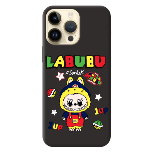 Apple iPhone 13 Pro Max Labubu Mario Black Colored Silicone TPU Θήκη