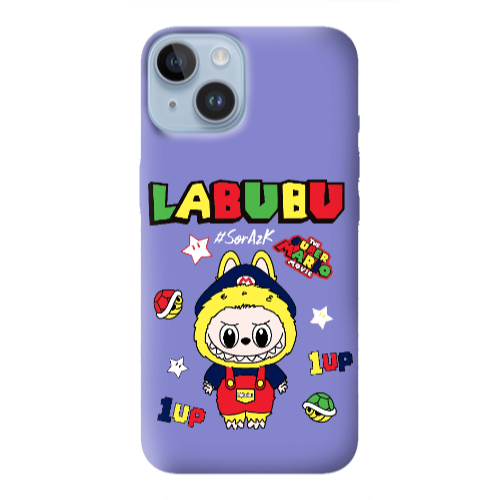 Apple iPhone 14  Labubu Mario Purple Colored Silicone TPU Θήκη