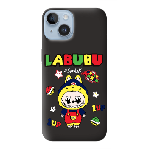 Apple iPhone 14  Labubu Mario Black Colored Silicone TPU Θήκη