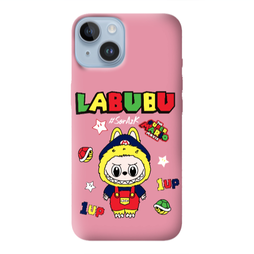 Apple iPhone 14 Plus Labubu Mario Pink Colored Silicone TPU Θήκη