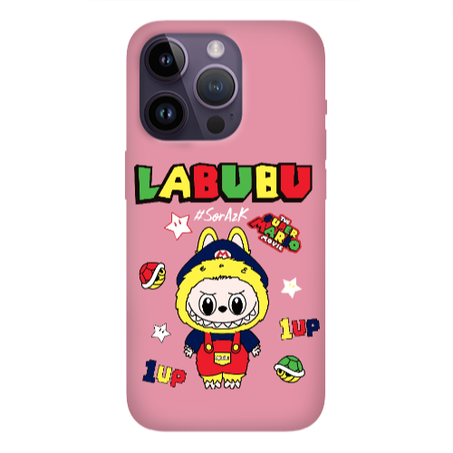 Apple iPhone 14 Pro  Labubu Mario Pink Colored Silicone TPU Θήκη
