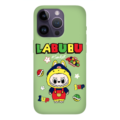 Apple iPhone 14 Pro Max Labubu Mario Light Green Colored Silicone TPU Θήκη