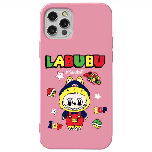 Apple iPhone 13 Pro Labubu Mario Pink Colored Silicone TPU Θήκη