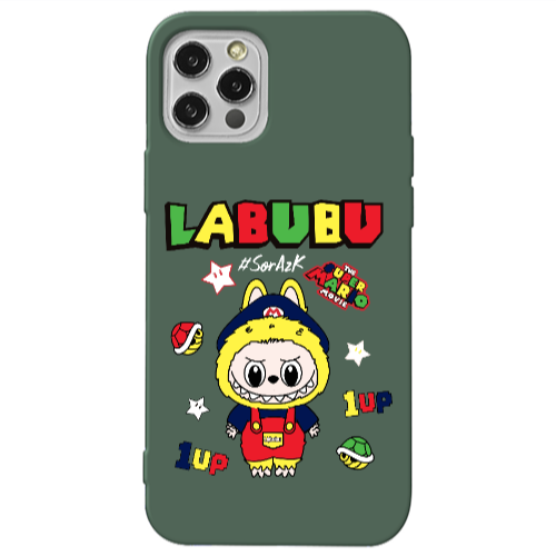 Apple iPhone 13 Pro Labubu Mario Dark Green Colored Silicone TPU Θήκη