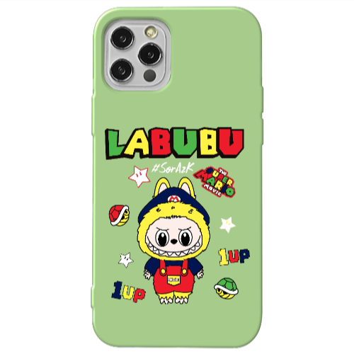 Apple iPhone 12 Pro Labubu Mario Light Green Colored Silicone TPU Θήκη