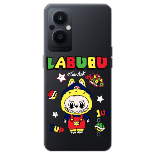 Oppo Reno 7 Lite Labubu Mario Transparent Silicone TPU Θήκη