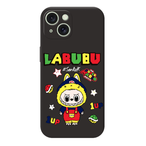 Apple iPhone 15 Labubu Mario Black Colored Silicone TPU Θήκη