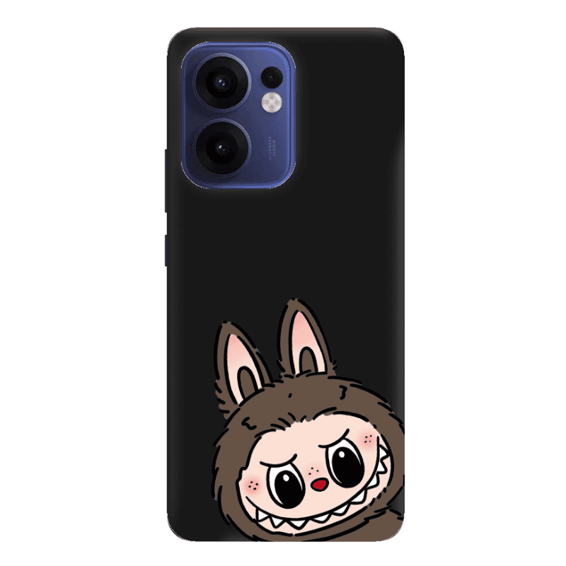 Oppo Reno 13 F Labubu7 Black Colored Silicone TPU Θήκη