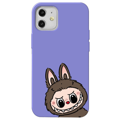 Apple iPhone 12 Labubu7 Purple Colored Silicone TPU Θήκη