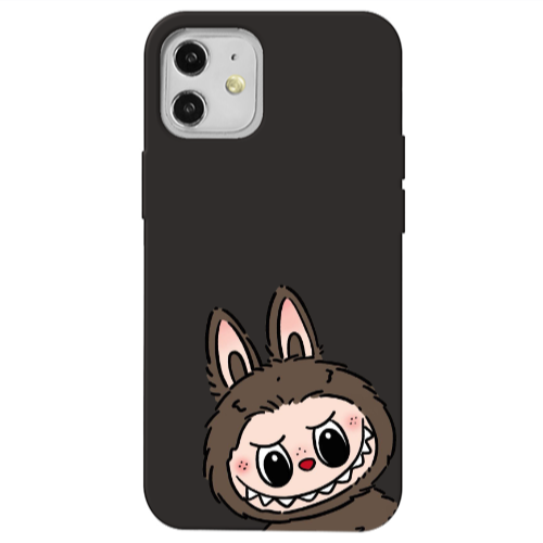 Apple iPhone 12 Labubu7 Black Colored Silicone TPU Θήκη