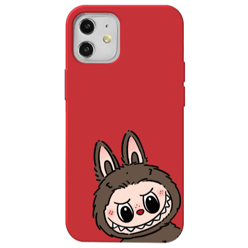 Apple iPhone 12 Labubu7 Red Colored Silicone TPU Θήκη
